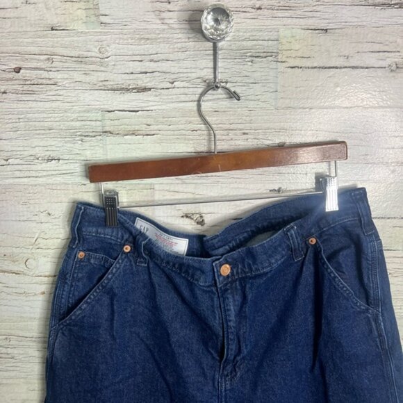 Gap Mid Rise '90s Loose Cargo Jeans carpenter pant raw hem blue 33 16Short - Picture 4 of 7